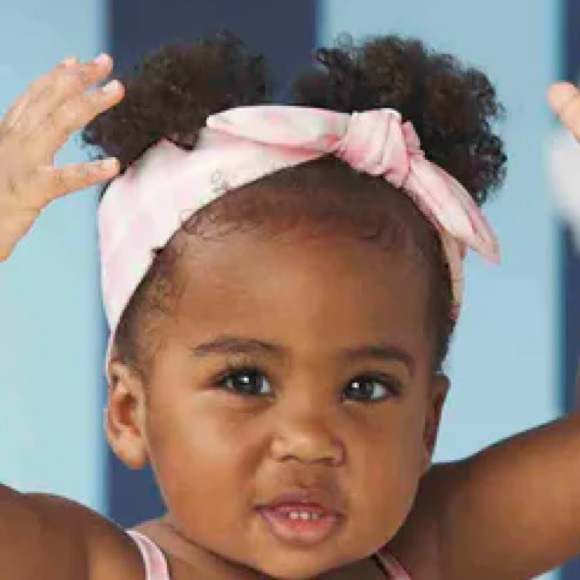 Mud pie pink and white gingham waterproof baby girl headband - Picture 2 of 12